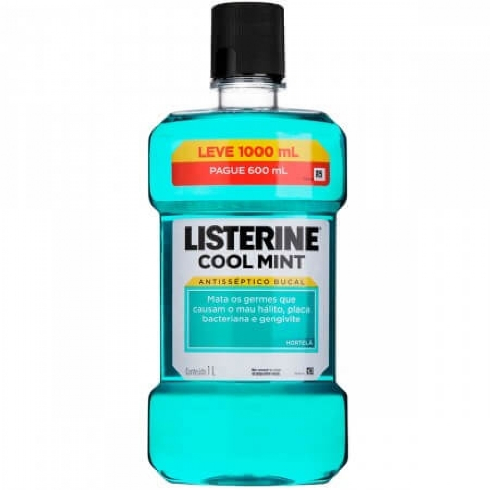 Antisséptico Bucal Listerine Cool Mint Leve 1000ml Pague 600ml - Padrão